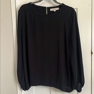 LOFT Black Relaxed Buttoned Blouse